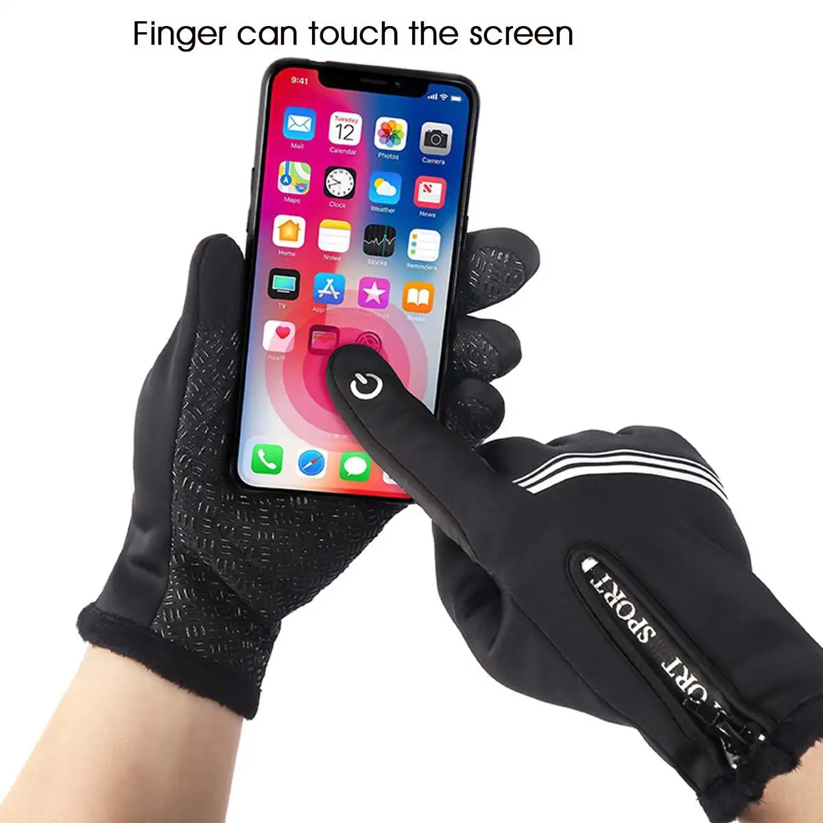 Мотоциклетные зимние теплые перчатки полный палец Guantes w/светоотражающие полосы лыжные перчатки муфта рук Тепловая теплая водонепроницаемая