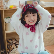 

New Spring Winter Baby Girl Casual Pullover Sweater Children Knitted Woolen Kids Cute Printing Warm Thicken Loose Mink Down 2021