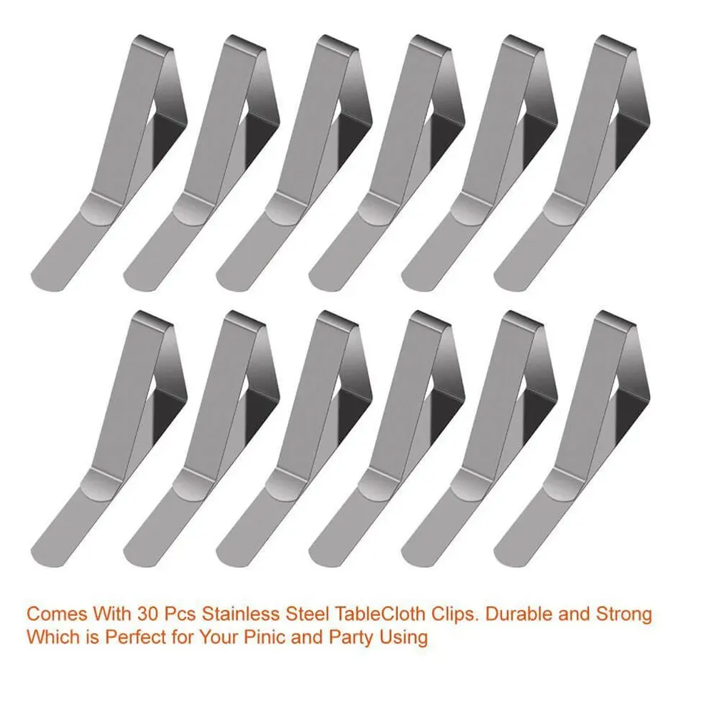 30PCS Stainless Steel Tablecloth Anti-skid Fixed Clip Dining Table Clip Adjustable Tablecloth Clip Dining Table Clip