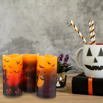 

3Pcs Halloween Candles LED Light Flameless Candle without Battery for Halloween