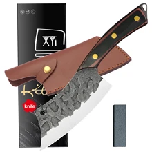XYj szybka dostawa Tactical nóż kuchenny 6 Cal stal wysokowęglowa tasak nóż do cięcia płaszcza skórzane etui nóż na prezent zestaw narzędzi tanie tanio CN (pochodzenie) STAINLESS STEEL Ekologiczne Na stanie Noże CE UE Lfgb Cleaver Knife 6 Inch 5cr15 Stainless Steel Wood