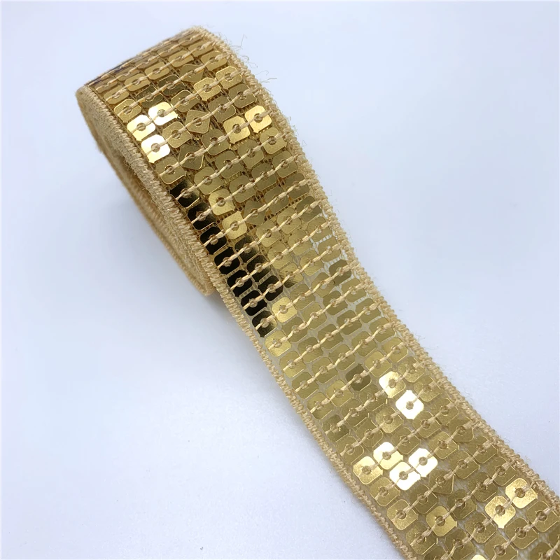 Lace Ribbon Lace Sewing Supplies Lace Sewing Accessories 25mm Sequins Ribbon Lace Trim Sequin Sewing Fabric For Dress Clothes Headdress Bridal Wedding 2y/5Yards/Lot