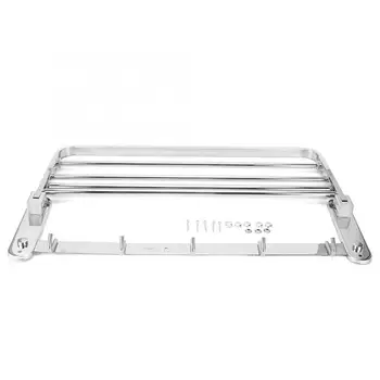 

Bathroom storage rack, stainless steel wall mounted folding towel rack, storage shelf design with 5 hooks-23.6 x 9.4 x 7.1 inche