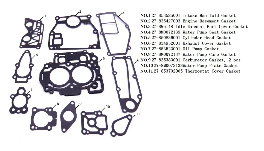 Complete Seal Gaskets Kit for Mercury Marine 4-Stroke 6HP 8HP 9.9HP Outboard Engine