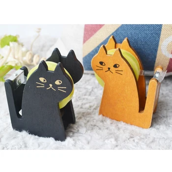 

2020 Hot Sale Wooden Cute Tape Dispenser Cutter Kawaii Cat Office Accessory Mini Washi Cutting Holder