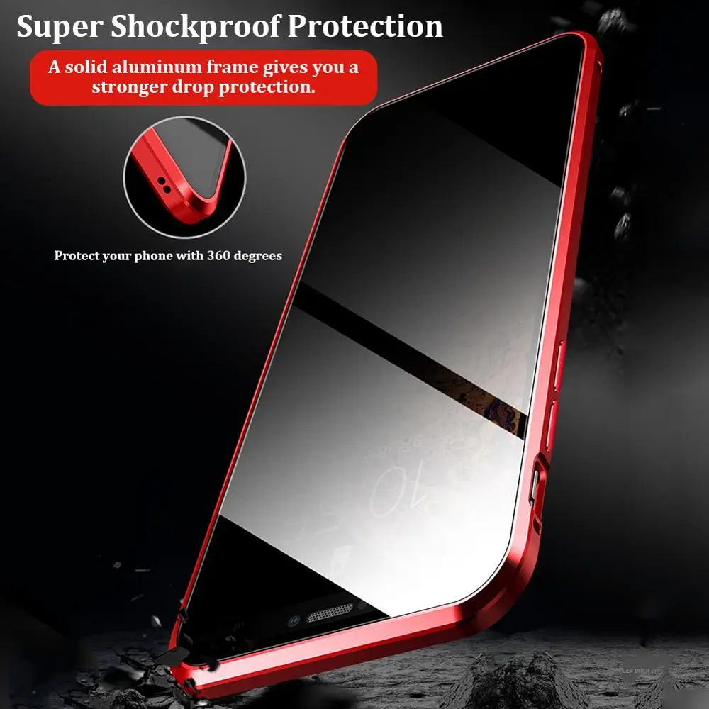 Надежное закаленное стекло Магнитный чехол для iPhone 11Pro Max XS MAX 6 6S Plus, металлический чехол для iPhone 11Pro 7 8 Plus XR