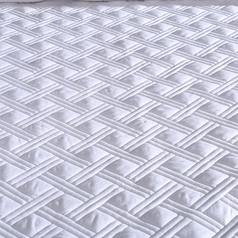 Six Sides All Inclusive Mattress Cover Soft Fiber Topper Pad Plain Solid Color Bed Mattress Protector Anti Dust Mite Bed Cover