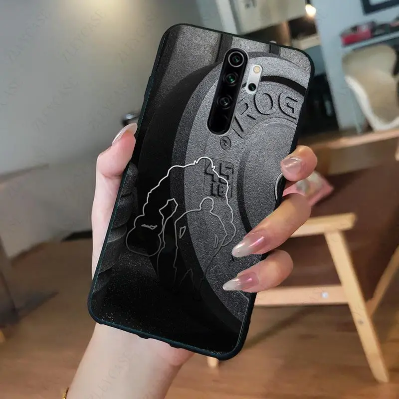 xiaomi leather case chain Bodybuilding Gym Fitness Coqu Soft Phone Cover for redmi note8pro note7 note5 note6pro 7 7A 8 8A Note8T note9s note9pro Cases xiaomi leather case