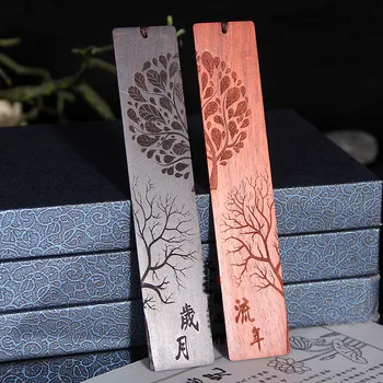 

Chinese Style Retro Bookmarks Ebony Sandalwood Wood Quality Exquisitely Carved High-quality Stationery Bookmarks