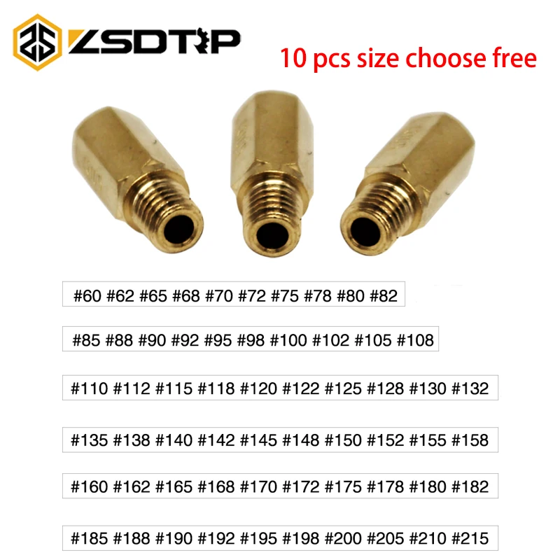 ZSDTRP 10 шт./компл. #60-#215 Бесплатный выбор основной струйный комплект карбюратора для PWK Keihin FCR KOSO OKO PD PE Форсунка для мотоцикла