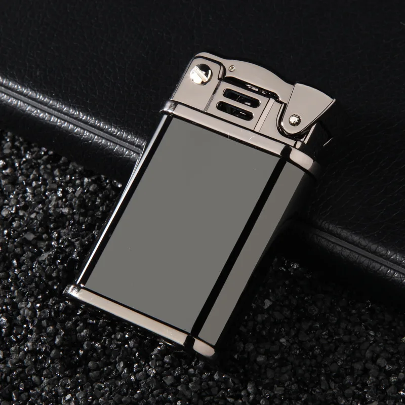 Kerosene Lighter Windproof Retro Brass Lighter Grinding Wheels Fire Cigarette Lighter Smoking Accessories Gadgets for Men - Цвет: black ice