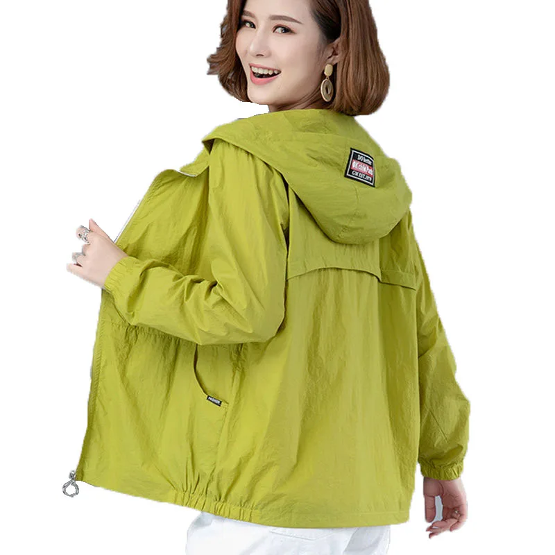 Fashion Hooded Sun Protection Clothing Women Solid Color Wild Thin Coat Anti-UV Breathable Outdoor Summer Tops Coat Female 3