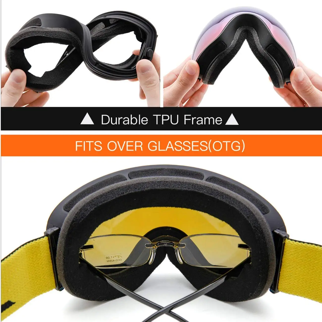 Лыжные очки с тканевой сумкой, чехол, набор лыжных Goggles100% UV400 защита, противотуманные очки для сноуборда, снежные очки для мужчин и женщин