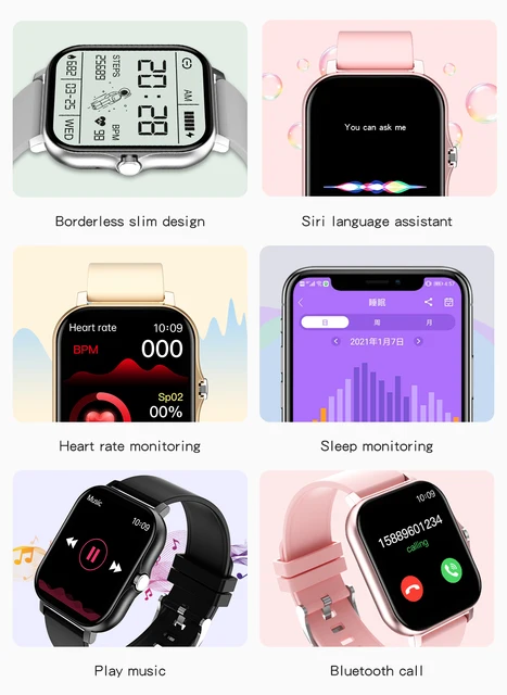 2021 New 1.69 Inch Smart Watch Men Women Bluetooth Call Custom Dial Watch For IOS Xiaomi Oppo Huawei PK Smartwatch P8 Plus 3