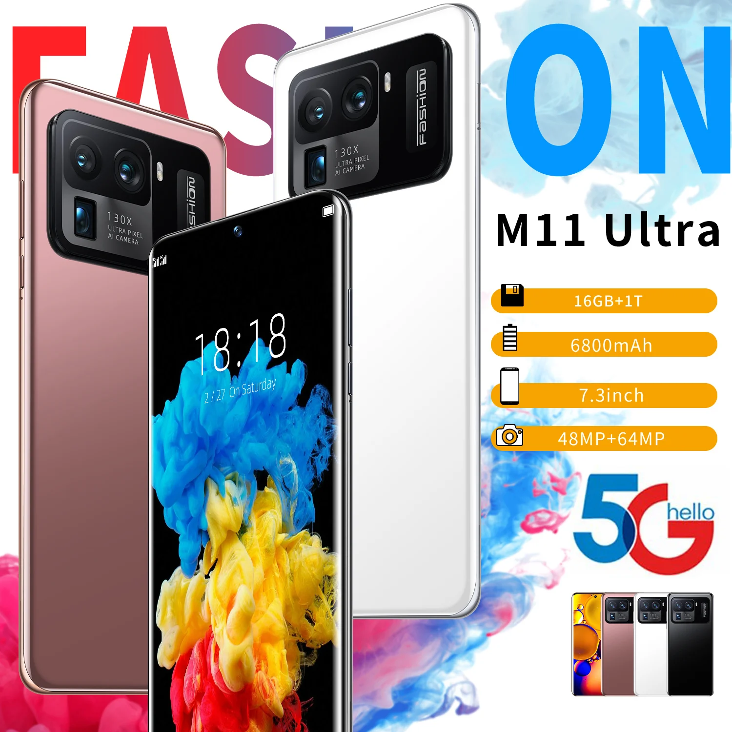 100% Оригинальный M11 Ultra смартфон 7 3 дюймов полный дисплей 16 ГБ + 1T Мобильный телефон