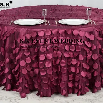 

New Design Round Flamingo Petals Tablecloth Poly Taffeta Table Cloth For Banquet Wedding Decoration