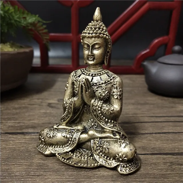 Statues de bouddha thaïlandais, décoration de maison, couleur Bronze, artisanat en résine, Sculpture de bouddha de méditation, Figurines Feng Shui, ornements 3