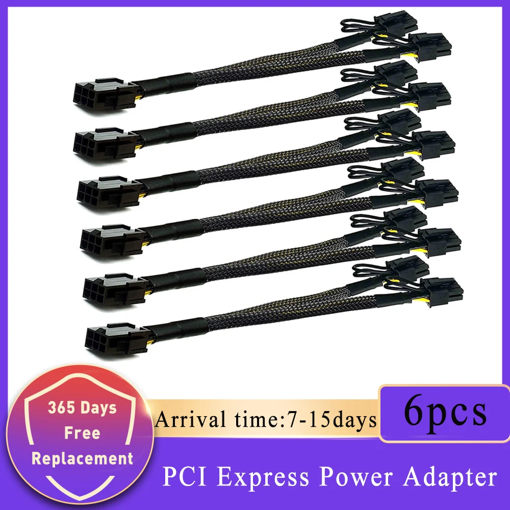 Черный PCI-E 6-контактный на двойной PCIe 8-контактный (6 + 2) карта изображения PCI Express