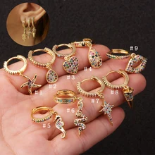 Sellsets, 1 шт., золото, разноцветный, цветной, кристалл, обруч, для женщин, CZ, радужная бижутерия, модные, для уха, трагус, мочка, ладья, пирсинг