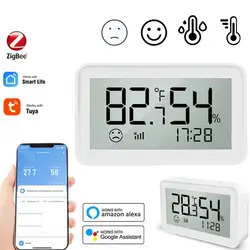 Tuya – capteur intelligent ZigBee de température et d'humidité, hygromètre d'intérieur, thermomètre avec écran LED, fonctionne avec Alexa Google Home 
