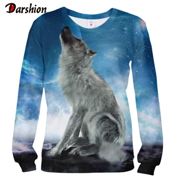 

Fashion Men Pullover Long Sleeves Cool Design 3D Funny Homme Wolf Printed Casual Tops Plus Size 5XL wholesale Fashion Men's Tops