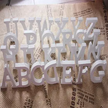 

1pc 8x8cm DIY Freestanding Wood Wooden Letters White Alphabet Personalised Word Wedding Birthday Party Home Decorations