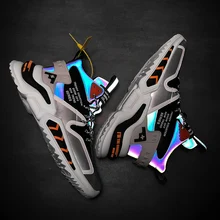

2021 Fashion Breathable Reflective Male Chunky Sneakers Lace-Up Designer Shoes Men High Top High Quality Casual Men's Shoes