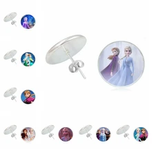 Новые серьги для девочек, ювелирные изделия, серебряные серьги, круглые серьги принцессы Эльзы, Анны, Снежной королевы, ручная работа, очаровательные серьги для девочек