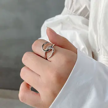 

Silvology Irregular Weave Line Rings 925 Sterling Silver Elegant Twin Nordic Style Rings for Women Minimalist Korea Jewelry Gift