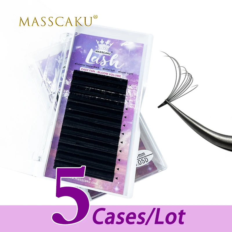 5case/lot High quality easy fanning russian C D curl eyelash extensions faux mink 0.05 0.07mm length easy fanning volume lashes