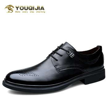 

Formal Shoes Men Italian Style British Style Dress Shoes Brand Derby Brogue Shoes Oxford Wedding Reception Soft Genuine Leather