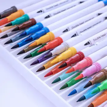 

12pcs/set Double Line Outline Pen Fluorescent Marker Pen Stationery Watercolor Fluorescent Double-headed Handwriting Pen Ma R4P3