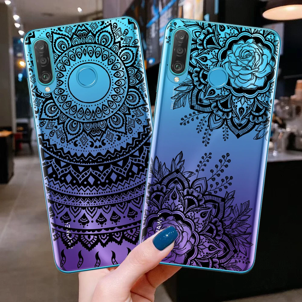 Чехол для телефона с кружевом мандалы и цветами чехол Huawei P30 Lite мягкий из ТПУ P10 P20