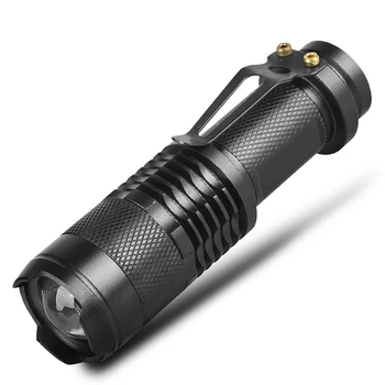 

Powerful Light Portable Q5 LED Flashlight Torch With Telescopic Zoom Function Black Mini Penlight For Night Lighting