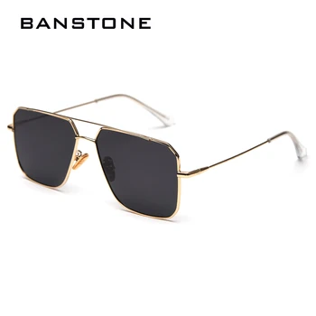 

BANSTONE metal square sunglasses men polarized brown black 2020 female sun glasses for driving uv400 orange high quality