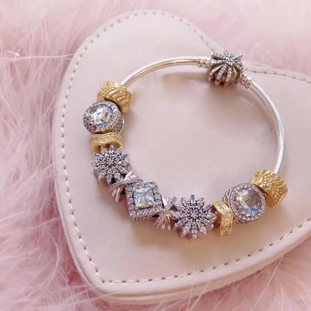 

Keris Store High Quality 1:1 100%925 Sterling Silver Diamond Snowflake Bracelet Free Shipping