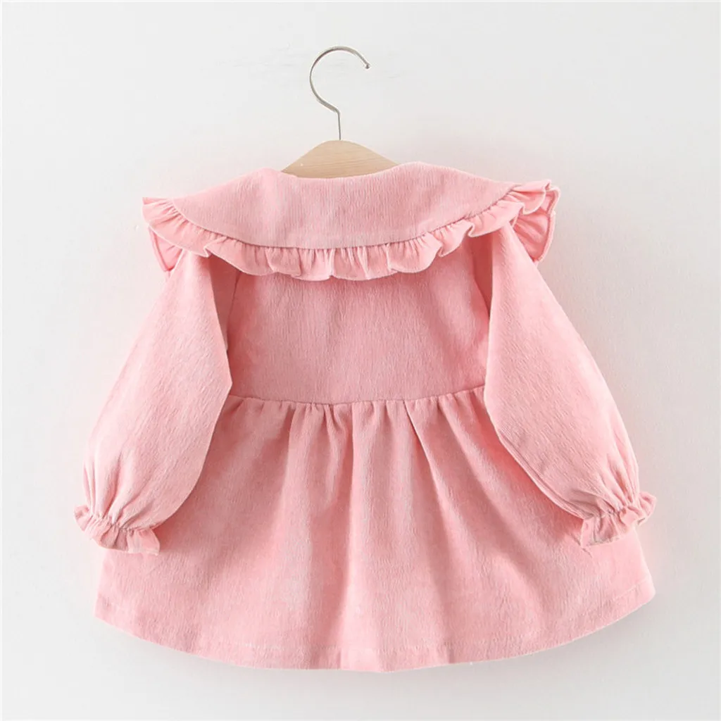 Платье для маленьких девочек платья для маленьких девочек vestido infantil vestidos infantil одежда batizad Повседневная однотонная одежда с длинными рукавами для детей от 12 месяцев до 3 лет Z4