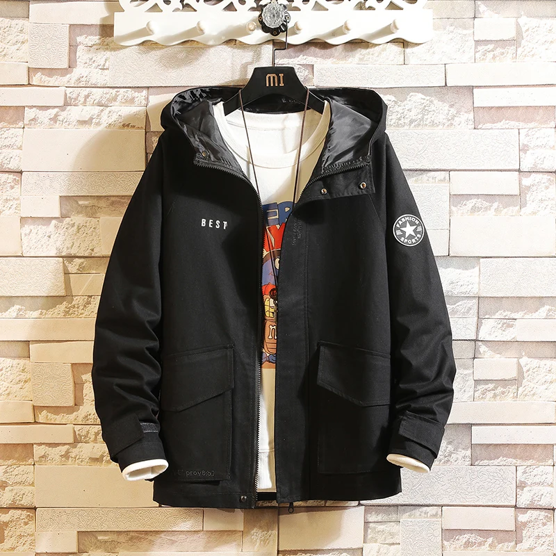 

Embroidered Jacket Five-Pointed Star Men's plus Size Hong Kong Style Jacket Men