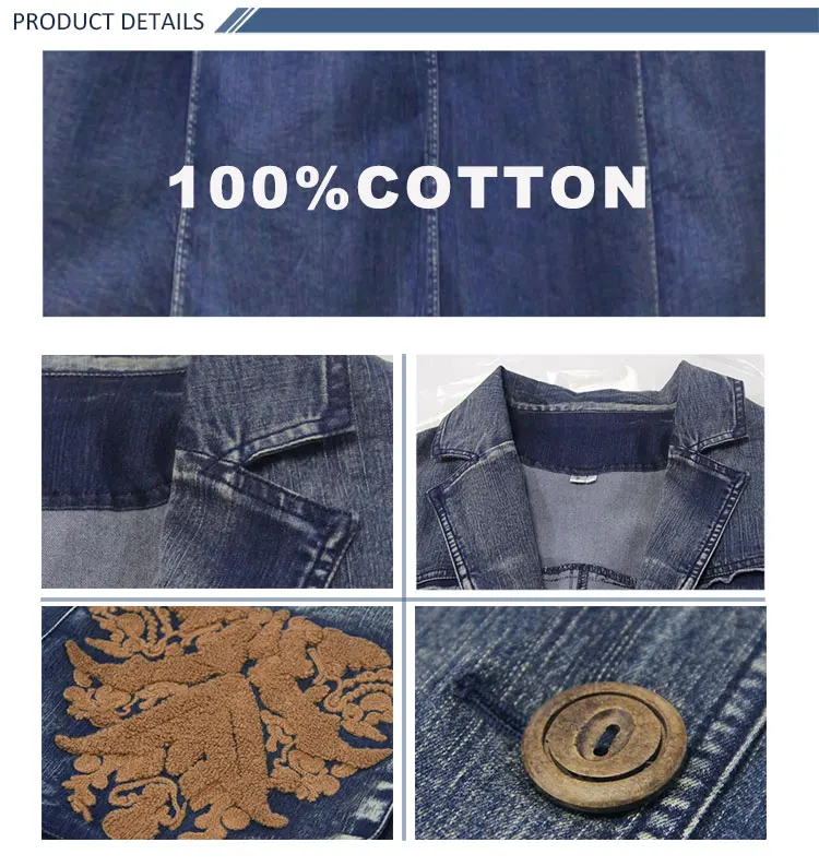 LZJN Denim Jacket Coat Ladies Long Retro Vintage Overcoat Outwear Vintage Embroidered Large Pocket Loose Female Coat Long