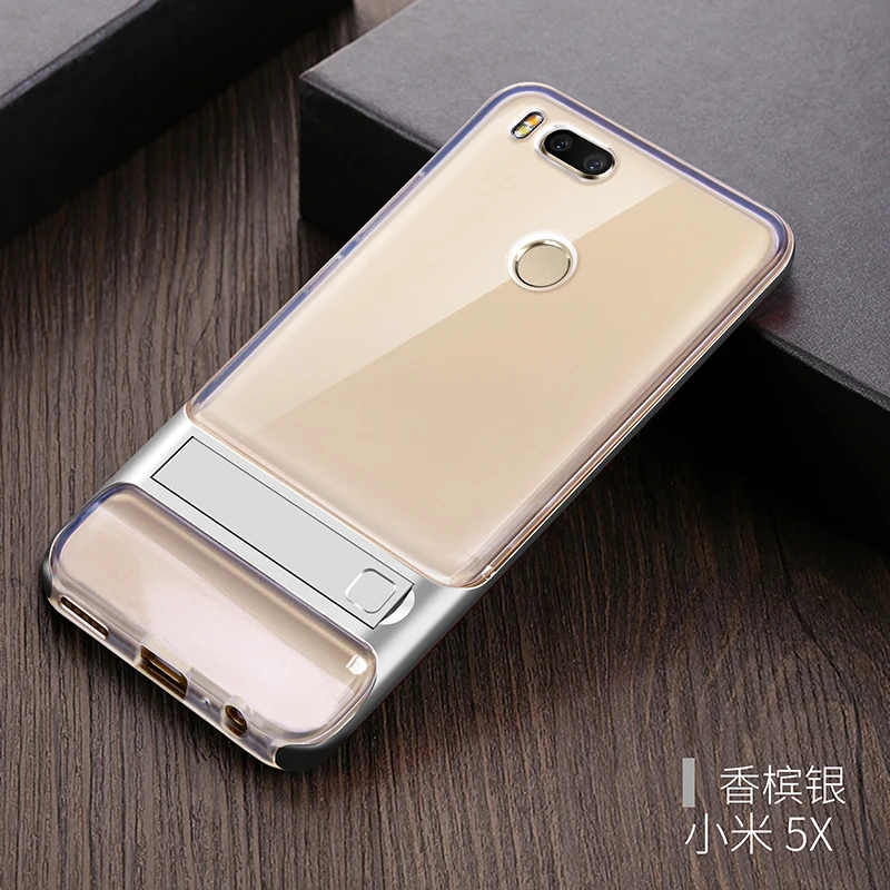 Чехлы на заднюю крышку мобильного телефона для Xiaomi mi 5X mi A1 Xiao mi 5X mi A1 силиконовый чехол 3D Kickstand 360 Защитный Чехол Броня Coque - Цвет: Crystal Silver