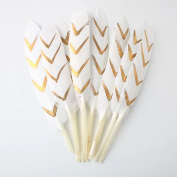 

20Pcs/Lot Gold Dipped Duck Feathers Goose Feathers for crafts 10-15CM/4-6inch Natural Pheasant Feather jewelry making DIY Plume