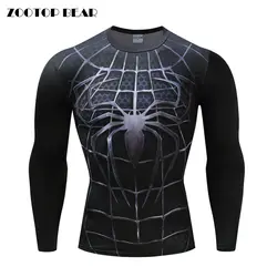 Черный человек-паук панцири мужские обтягивающие рубашки косплей футболка s быстросохнущая футболка для фитнеса Утягивающая майка