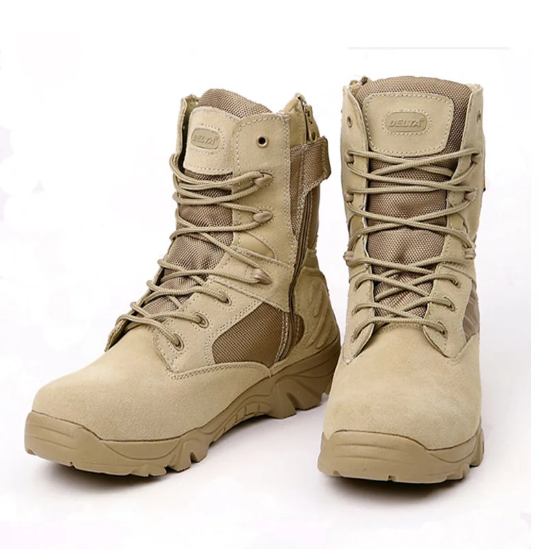Тактические армейские ботинки для мужчин; зимние водонепроницаемые мужские ботинки из натуральной кожи на резиновой подошве; Безопасная рабочая обувь; армейские ботильоны