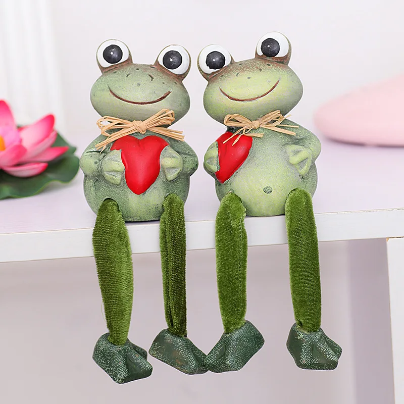 

3D Resin Love Leg Suspension Frog Craft Figurine Home Office Desktop Cabinet Decor Gifts Frog Model Decoration Accessorie