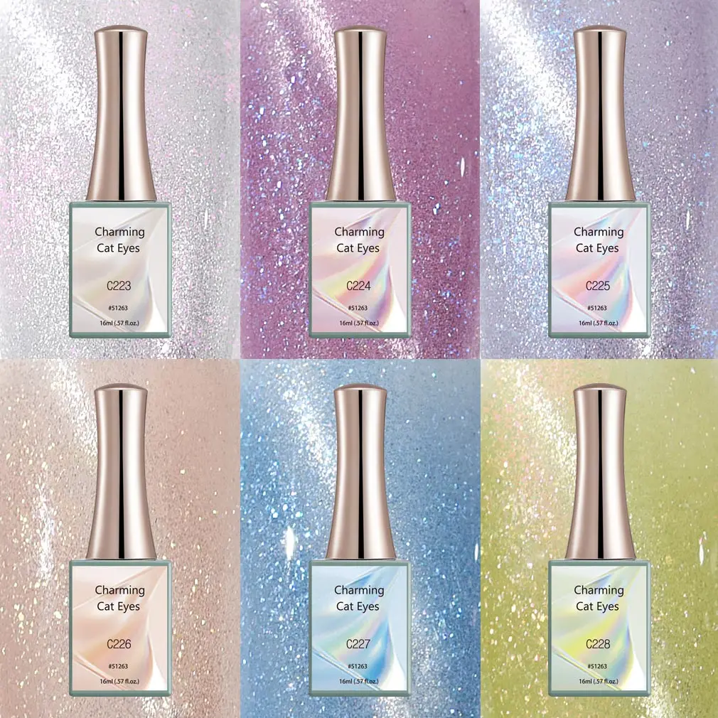 Canni New 16ml UV/LED Nail Gel Polish Charming Cat Eyes C223-C228 Series Manicure Soak Off Varnish Enamel Glitter Lacquer 2