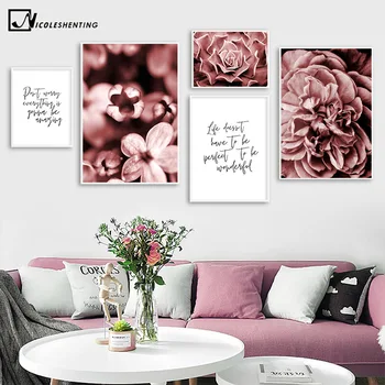

Flower Botanical Print Scandinavian Decoration Motivational Quote Canvas Poster Nordic Art Painting Wall Picture for Living Room