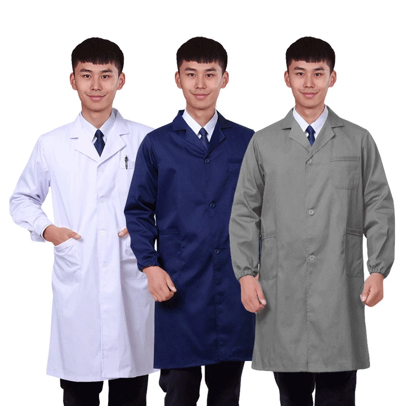 Unisex Lab Coat White Uniform Long Sleeve Snickers Workwear Cotton Doctor Pocket Scrubs Uniforms Medical Chemistry Coats | Безопасность