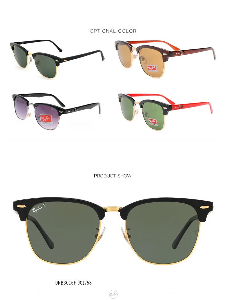 RayBan RB3016 F поляризационные солнцезащитные очки, мужские очки для вождения, мужские солнцезащитные очки для мужчин в стиле ретро, женские очки RayBan RB3016 Wayfarer