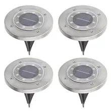 4 шт., 8 светодиодов, солнечный светильник, садовый светильник, 2 в, 100мА, нержавеющая сталь, открытый, водонепроницаемый, дорожка, подземный светильник, 135*115*90 мм