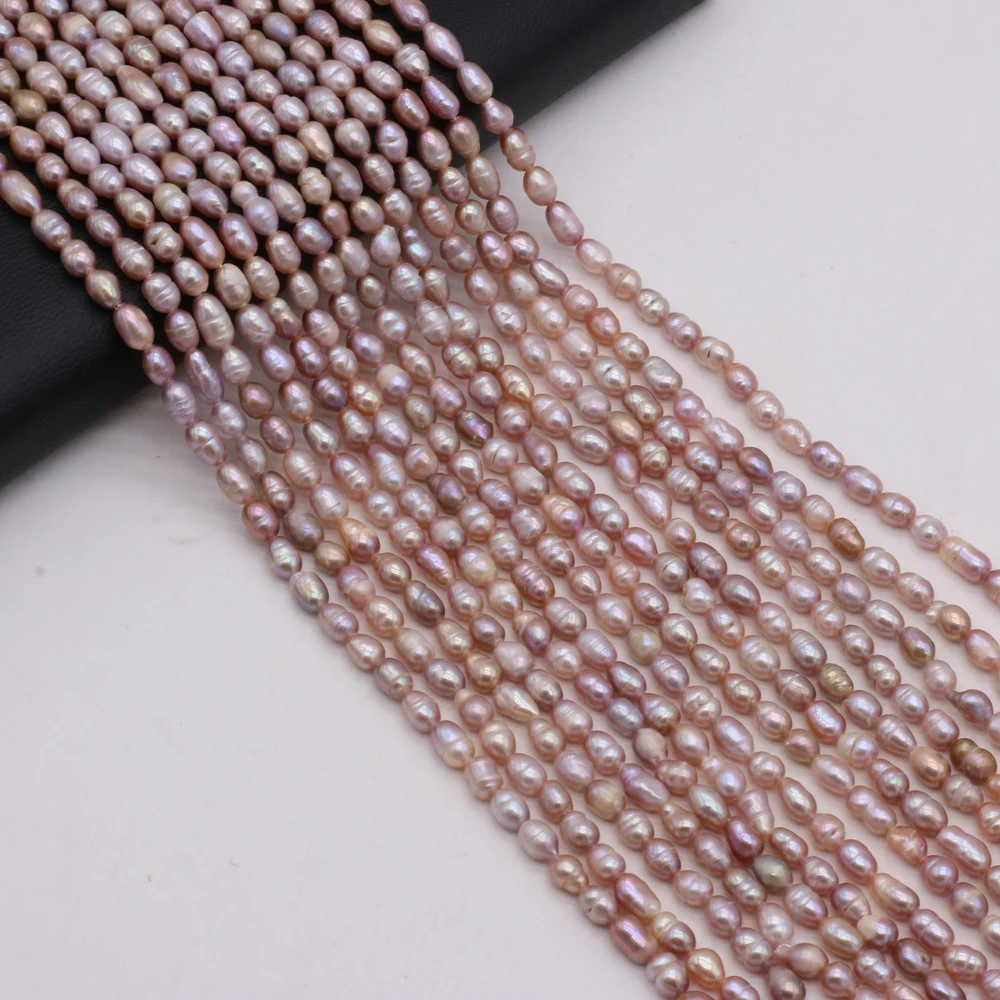 Natural Freshwater Pearl Rice Beads Purple Round Spacer Loose Pearls For DIY Charm Bracelet Necklace Jewelry Accessories Making